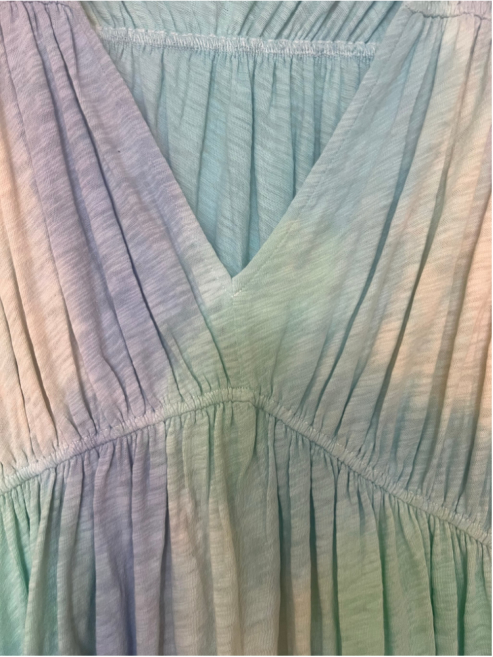 ATM Mini Dress Size L Blue Green Tie Dye Sleeveless New Boho Chic - Picture 5 of 9